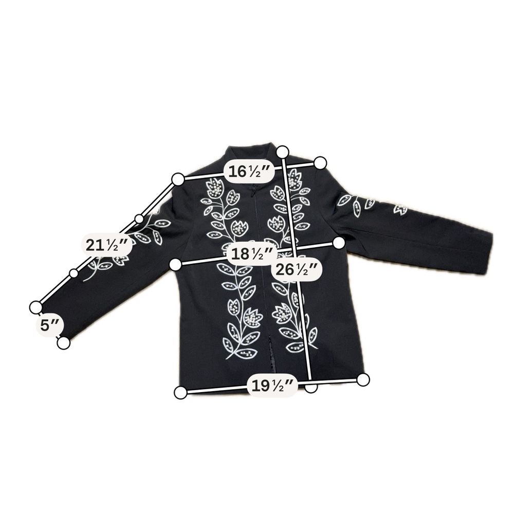 Victor Costa Occasion Embellished Floral Jacket Black Small Elegant Chic - Picture 7 of 7